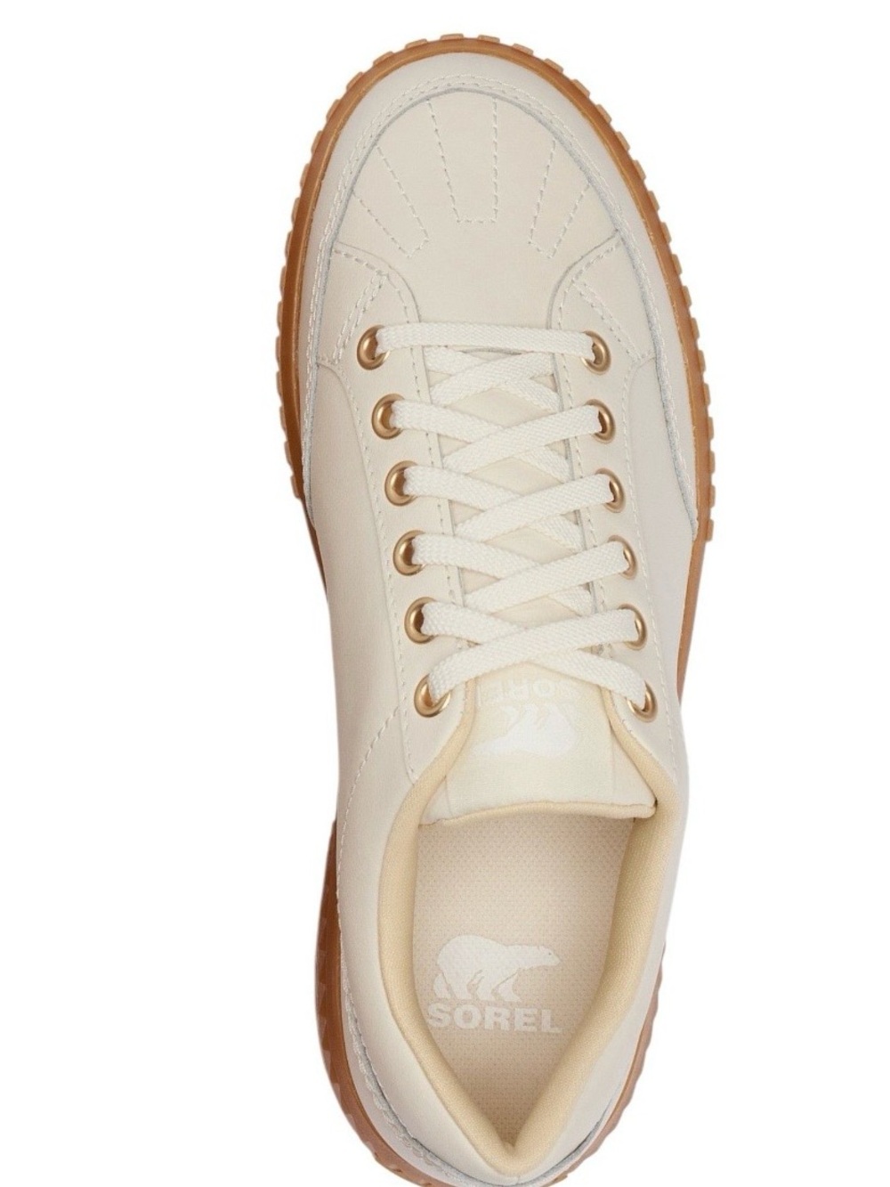 SOREL Women’s ONA Ave Low Sneakers Cream Leather Platform Gum Sole Size 11 - Picture 12 of 16